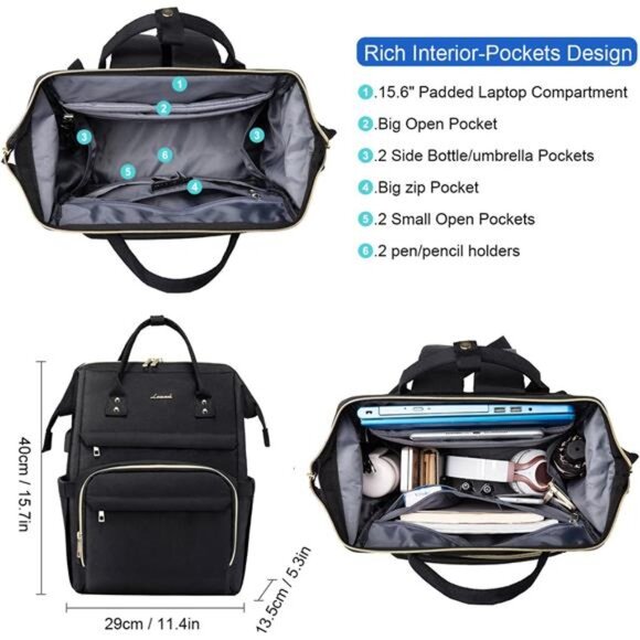 Nurse Backpack Laptop Backpack for Women with Stethoscope Case & USB - Picture 2 of 7